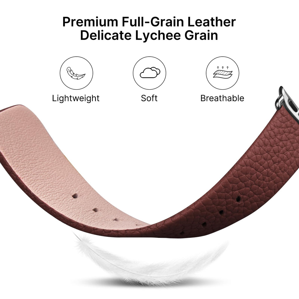 Apple Watch Band | Brown Leather | Litchi Fullmosa watch band