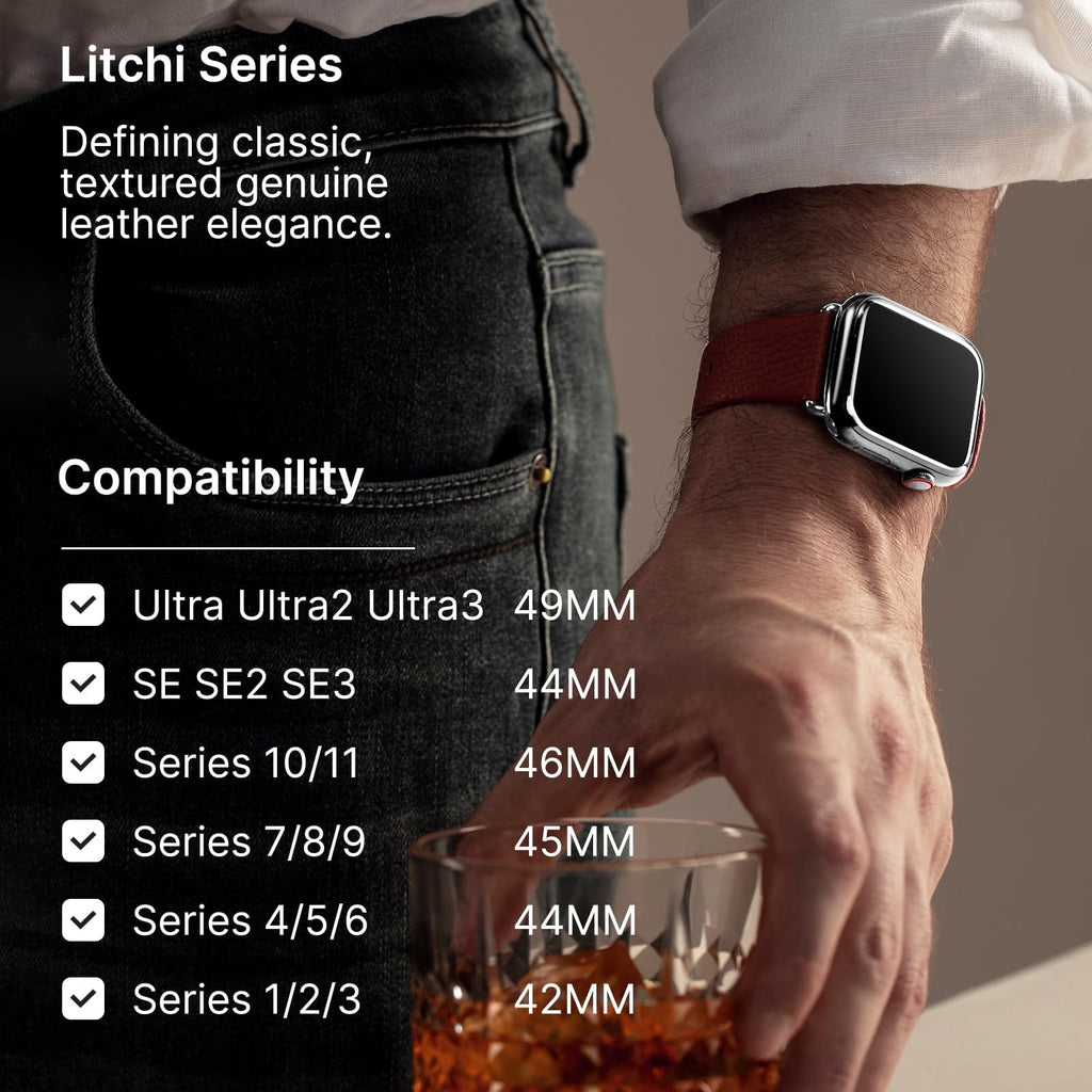 Apple Watch Band | Brown Leather | Litchi Fullmosa watch band