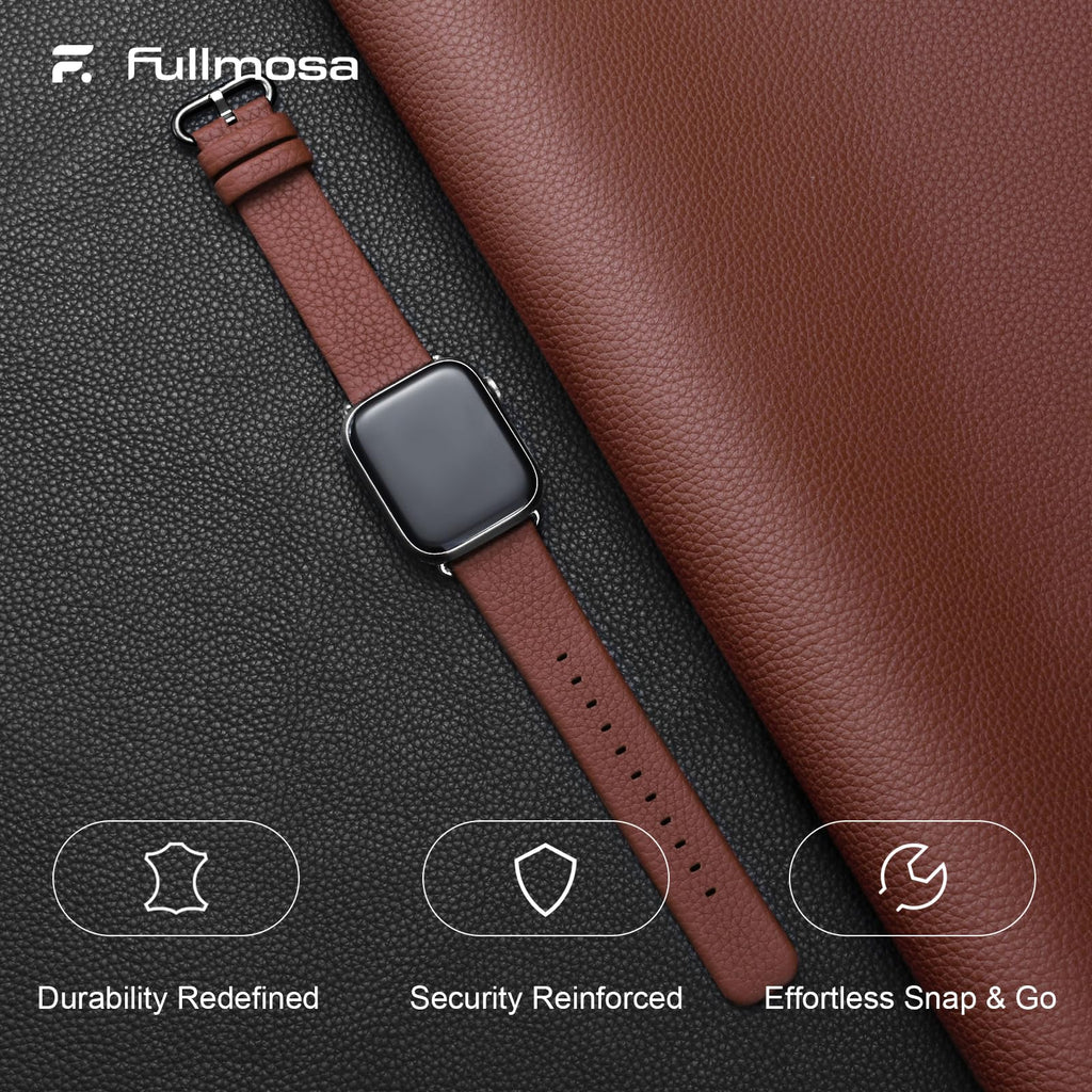 Apple Watch Band | Brown Leather | Litchi Fullmosa watch band