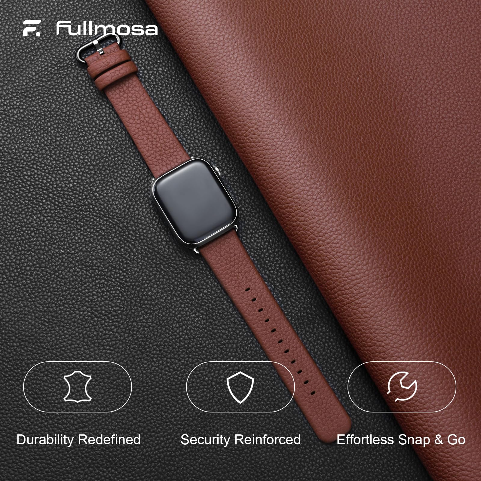 Apple Watch Band | Brown Leather | Litchi Fullmosa watch band
