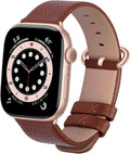 Apple Watch Band | Brown Leather | Litchi Fullmosa watch band 42mm(s11/10) 41mm 40mm 38mm / Rose gold