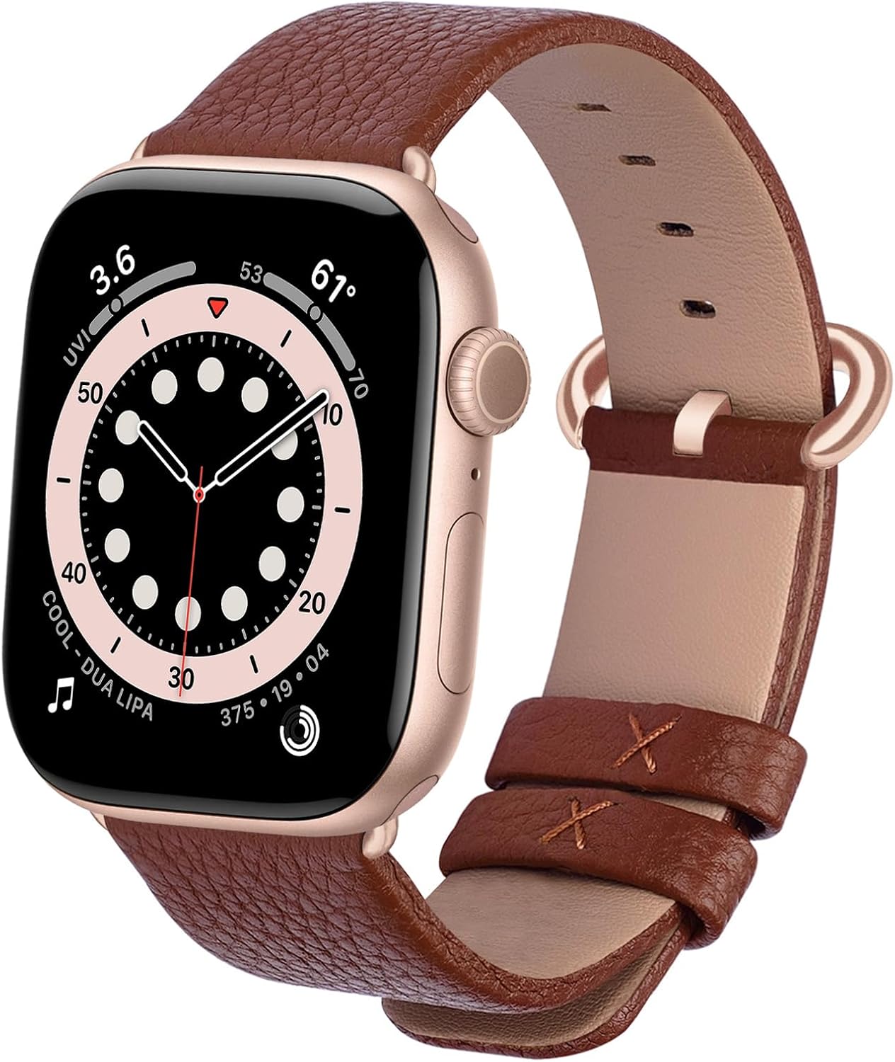 Apple Watch Band | Brown Leather | Litchi Fullmosa watch band 42mm(s11/10) 41mm 40mm 38mm / Rose gold