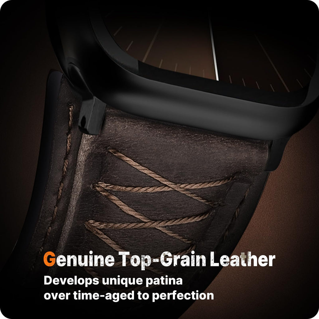 Apple Watch Band | Cross-Stitching Leather Band | Coffee Brown+Black Fullmosa watch band 49mm 46mm 45mm 44mm 42mm（s3/2/1) / Coffee Brown+Black