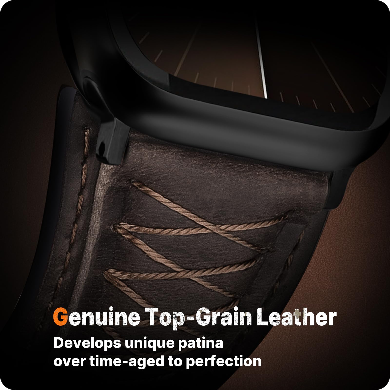 Apple Watch Band | Cross-Stitching Leather Band | Coffee Brown+Black Fullmosa watch band 49mm 46mm 45mm 44mm 42mm（s3/2/1) / Coffee Brown+Black