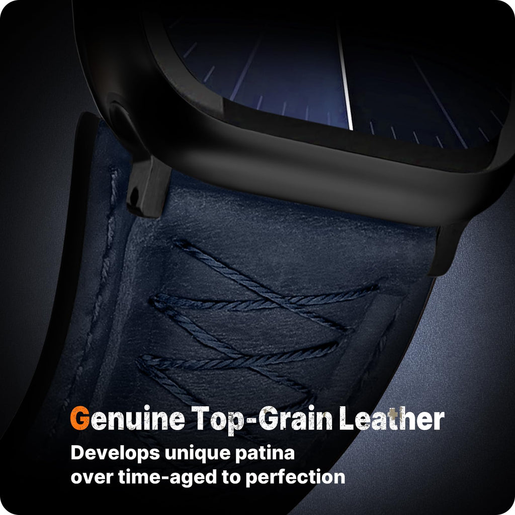 Apple Watch Band | Cross-Stitching Leather Band | Dark Blue+Black Fullmosa watch band 49mm 46mm 45mm 44mm 42mm（s3/2/1) / Dark Blue+Black