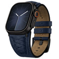 Apple Watch Band | Cross-Stitching Leather Band | Dark Blue+Black Fullmosa watch band 49mm 46mm 45mm 44mm 42mm（s3/2/1) / Dark Blue+Black