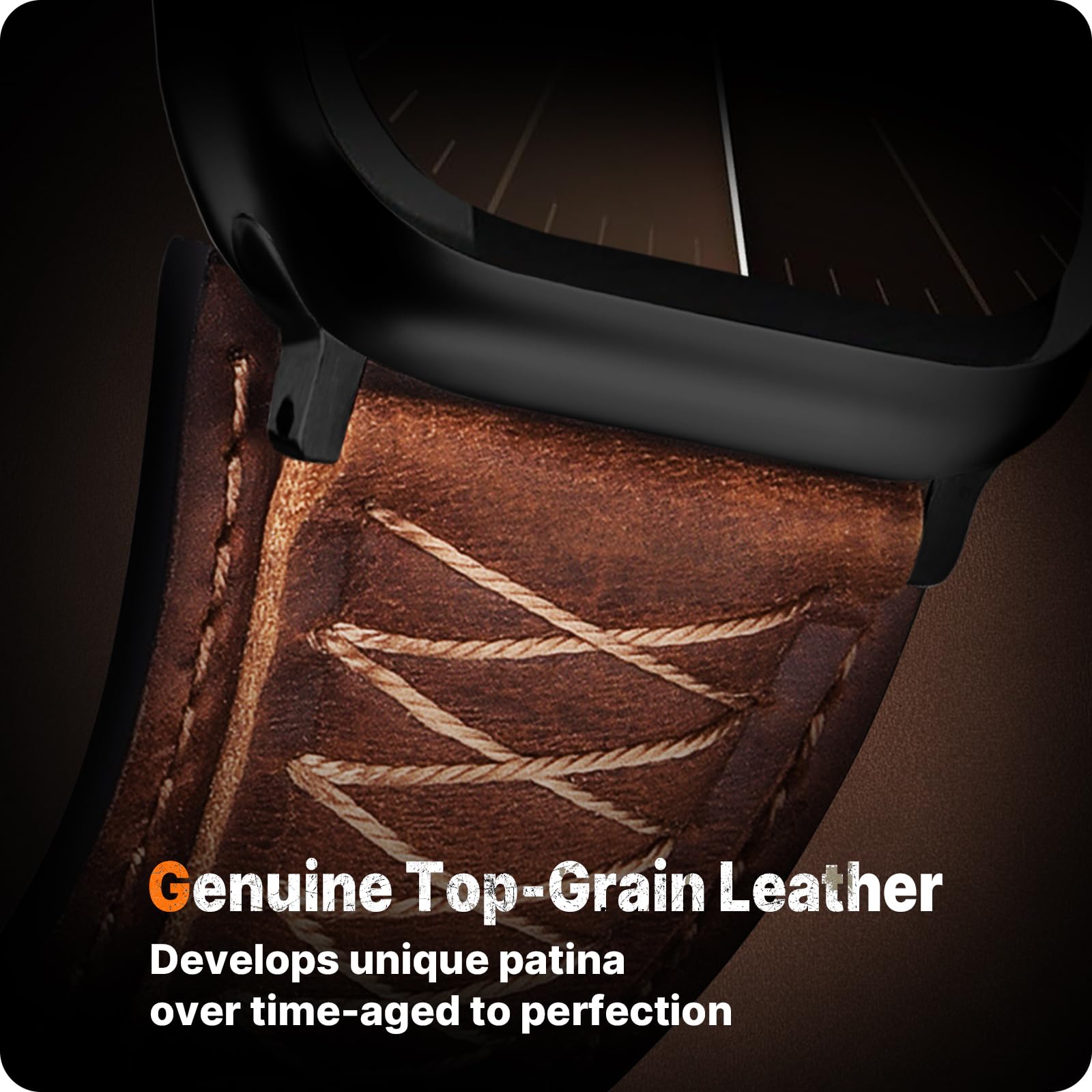 Apple Watch Band | Cross-Stitching Leather Band | Dark Brown+Black Fullmosa watch band