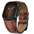 Apple Watch Band | Cross-Stitching Leather Band | Dark Brown+Black Fullmosa watch band 49mm 46mm 45mm 44mm 42mm（s3/2/1) / Dark Brown+Black
