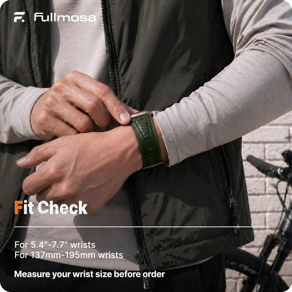 Apple Watch Band | Cross-Stitching Leather Band | Olive Green+Rose Gold Fullmosa watch band 42mm(s11/10) 41mm 40mm 38mm / Olive Green+Rose Gold