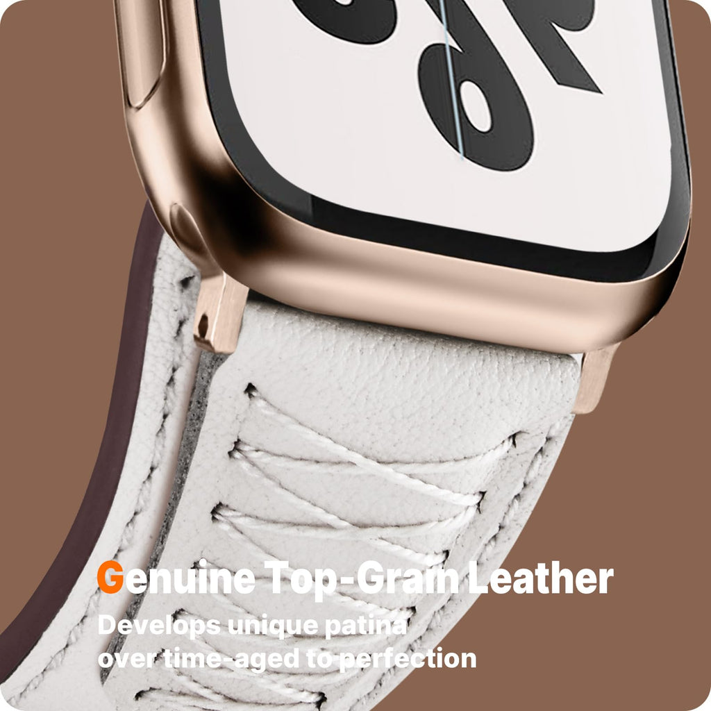 Apple Watch Band | Cross-Stitching Leather Band | White+Rose Gold Fullmosa watch band 42mm(s11/10) 41mm 40mm 38mm / White+Rose Gold