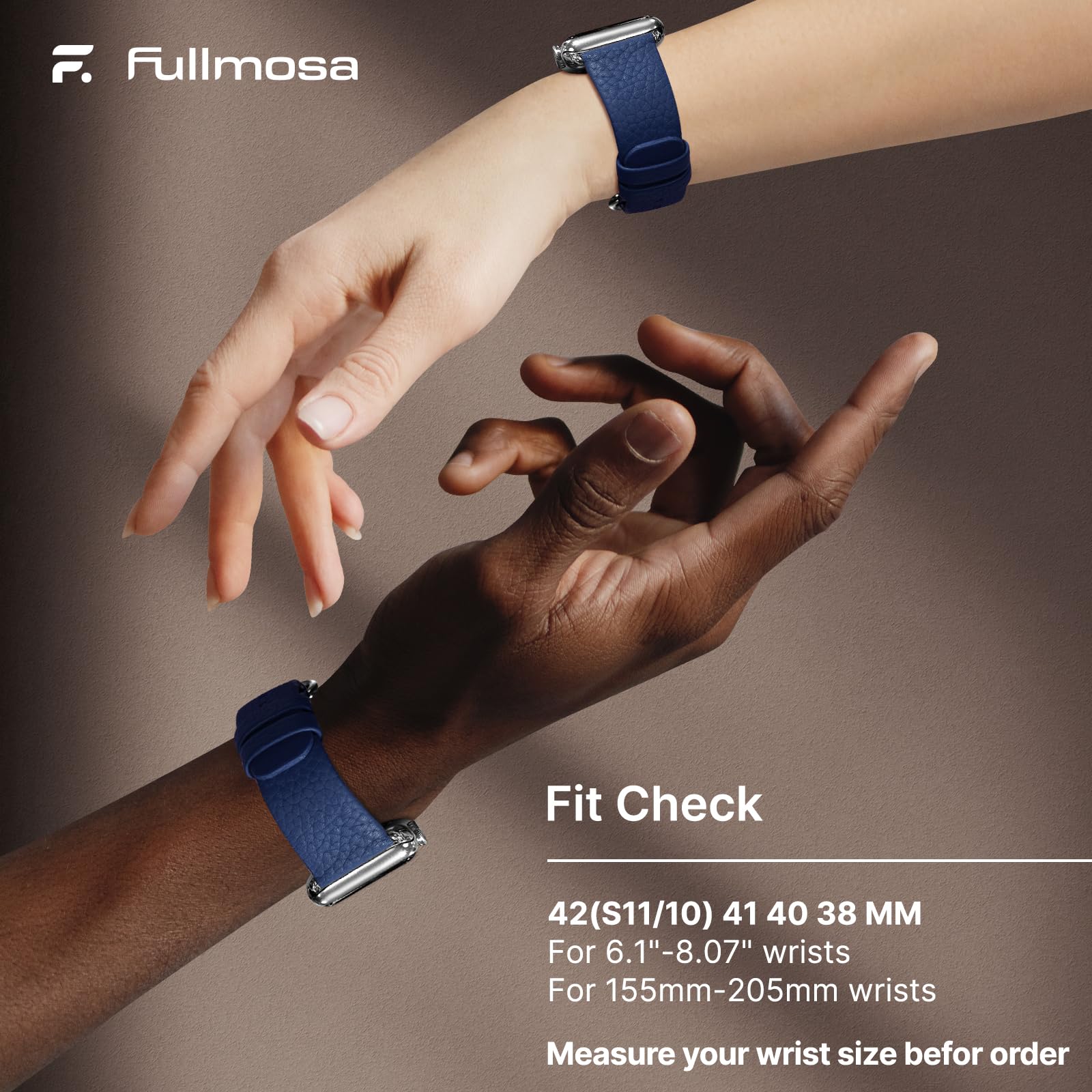 Apple Watch Band | Dark Blue Leather | Litchi Fullmosa watch band