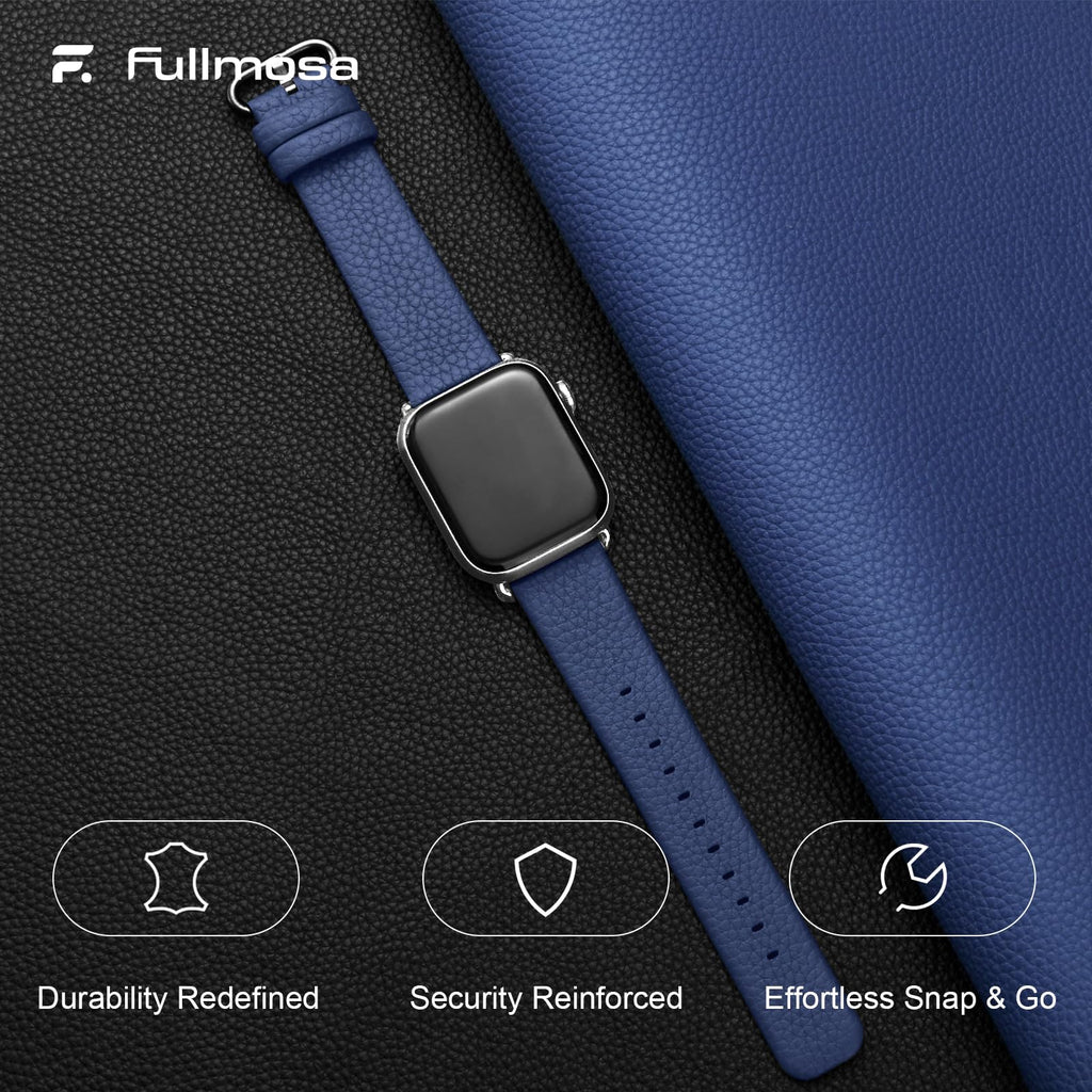 Apple Watch Band | Dark Blue Leather | Litchi Fullmosa watch band