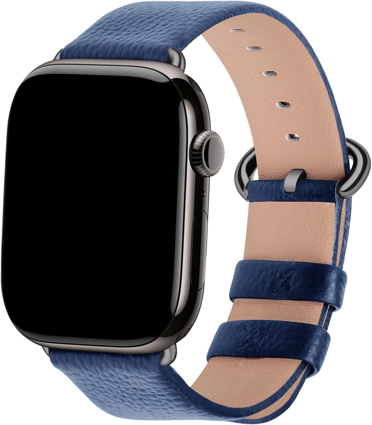 Apple Watch Band | Dark Blue Leather | Litchi Fullmosa watch band 42mm(s11/10) 41mm 40mm 38mm / Smoky Grey