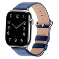 Apple Watch Band | Dark Blue Leather | Litchi Fullmosa watch band 49mm 46mm 45mm 44mm 42mm(s3/2/1) / Silver