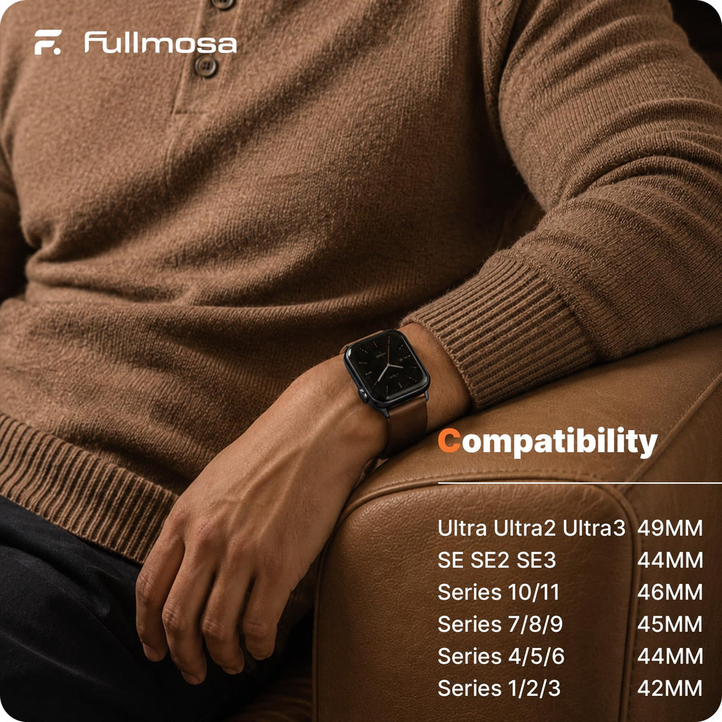 Apple Watch Band | Dark Brown Leather | Litchi Fullmosa
