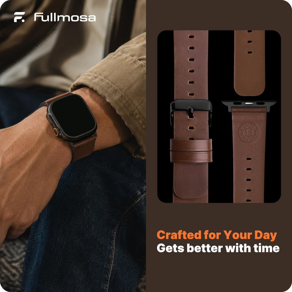 Apple Watch Band | Dark Brown Leather | Litchi Fullmosa