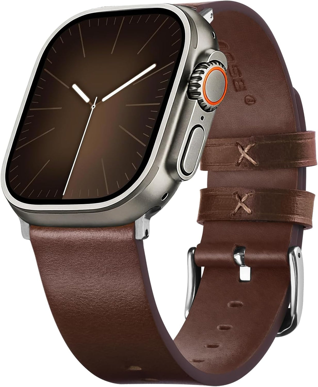 Apple Watch Band | Dark Brown Leather | Litchi Fullmosa 42mm(s11/10) 41mm 40mm 38mm / Silver