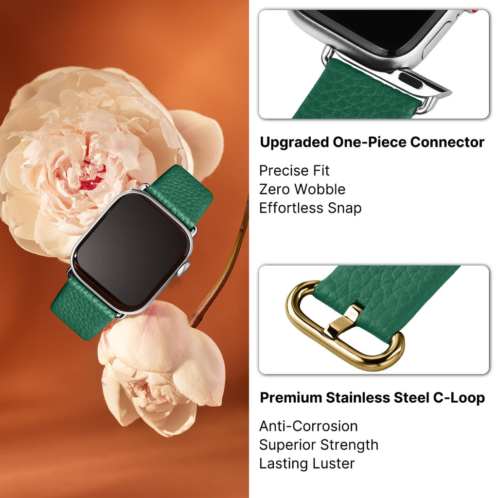 Apple Watch Band | Dark Green Leather | Litchi Fullmosa