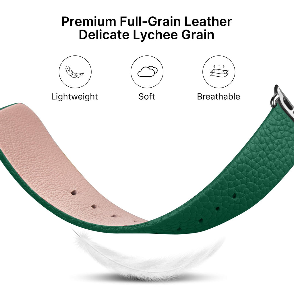Apple Watch Band | Dark Green Leather | Litchi Fullmosa