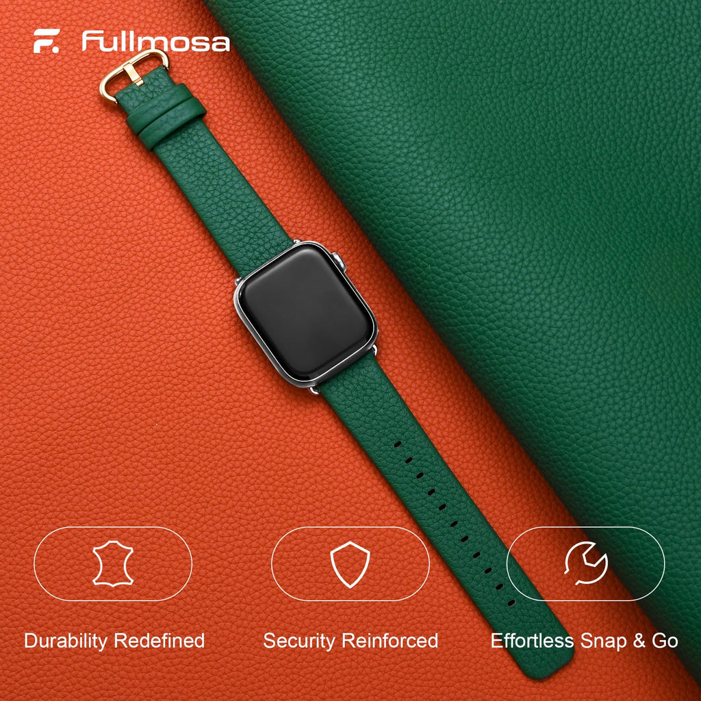 Apple Watch Band | Dark Green Leather | Litchi Fullmosa
