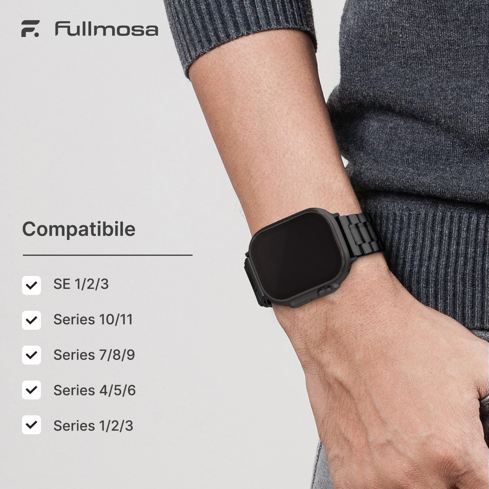 Apple Watch Band | EB-Metal Straps | Black Fullmosa watch band