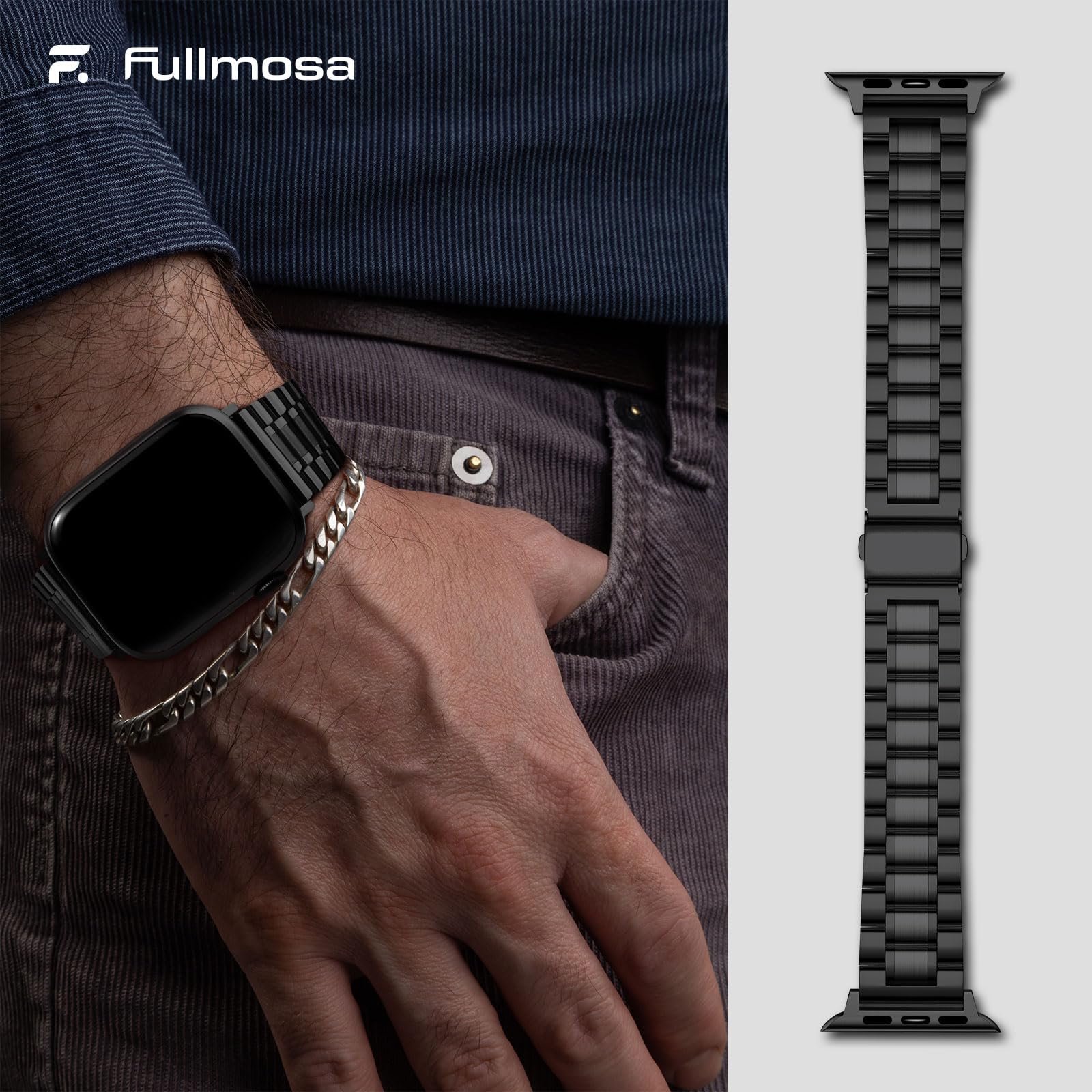 Apple Watch Band | EB-Metal Straps | Black Fullmosa watch band
