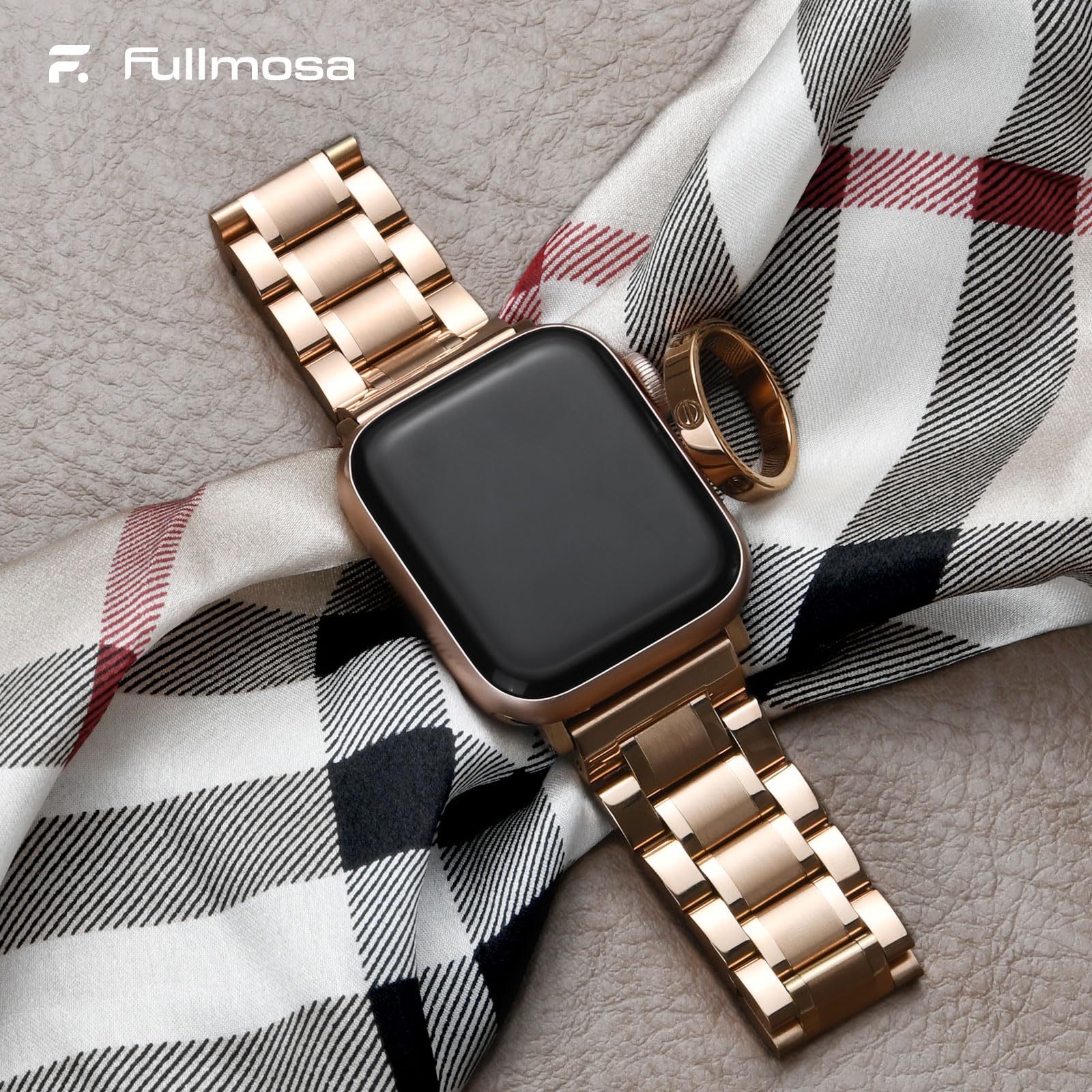 Apple Watch Band | EB-Metal Straps | Rose Gold Fullmosa watch band