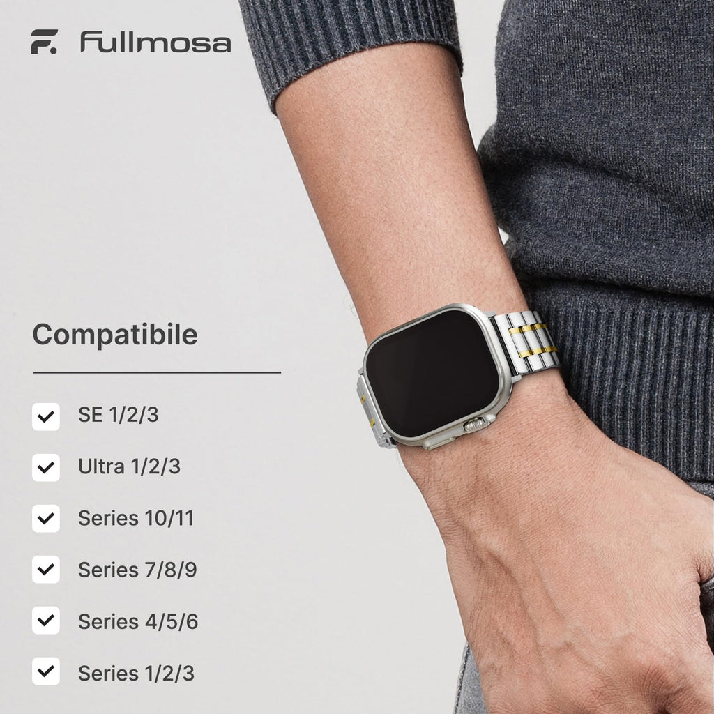 Apple Watch Band | EB-Metal Straps | Silver+Golden Fullmosa watch band