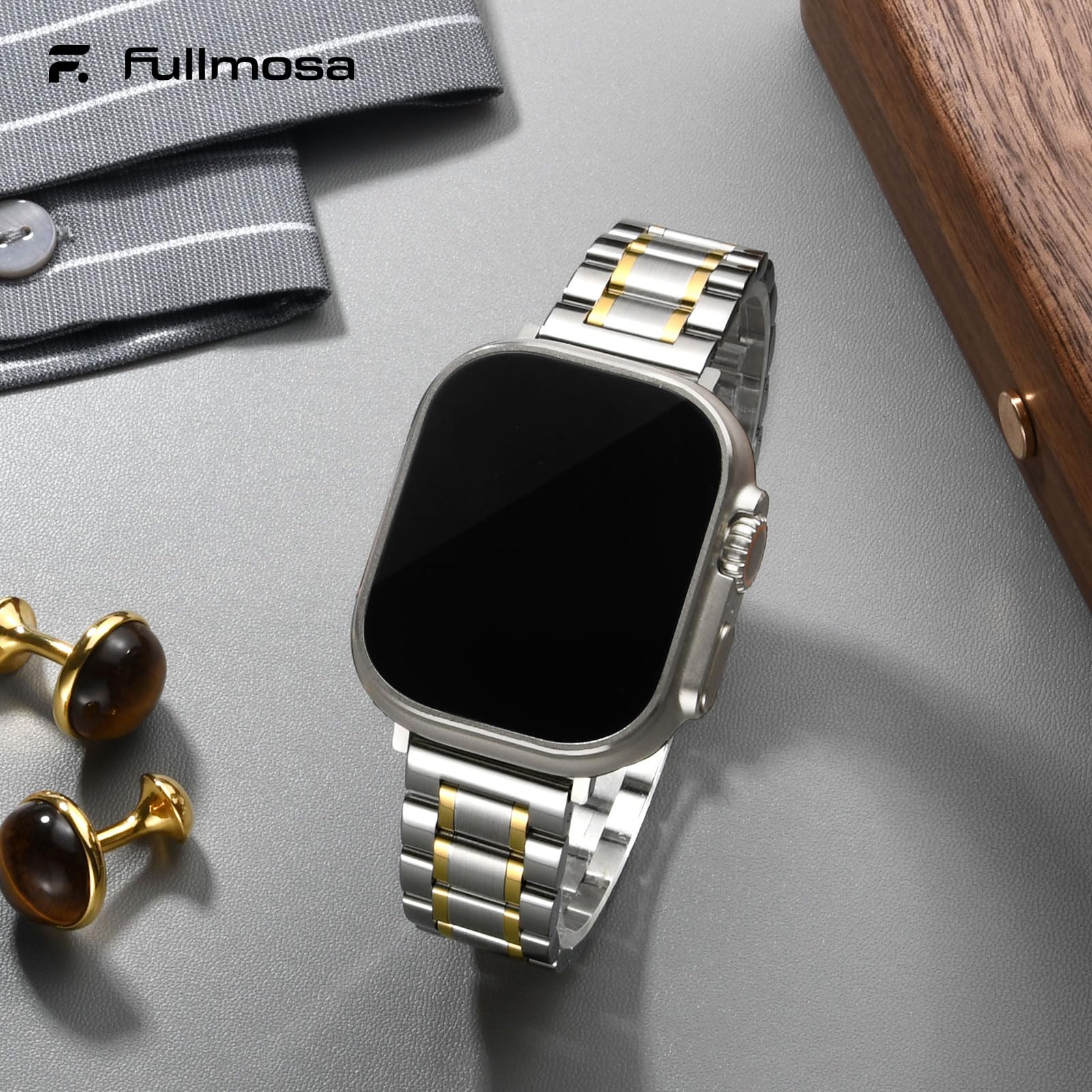Apple Watch Band | EB-Metal Straps | Silver+Golden Fullmosa watch band