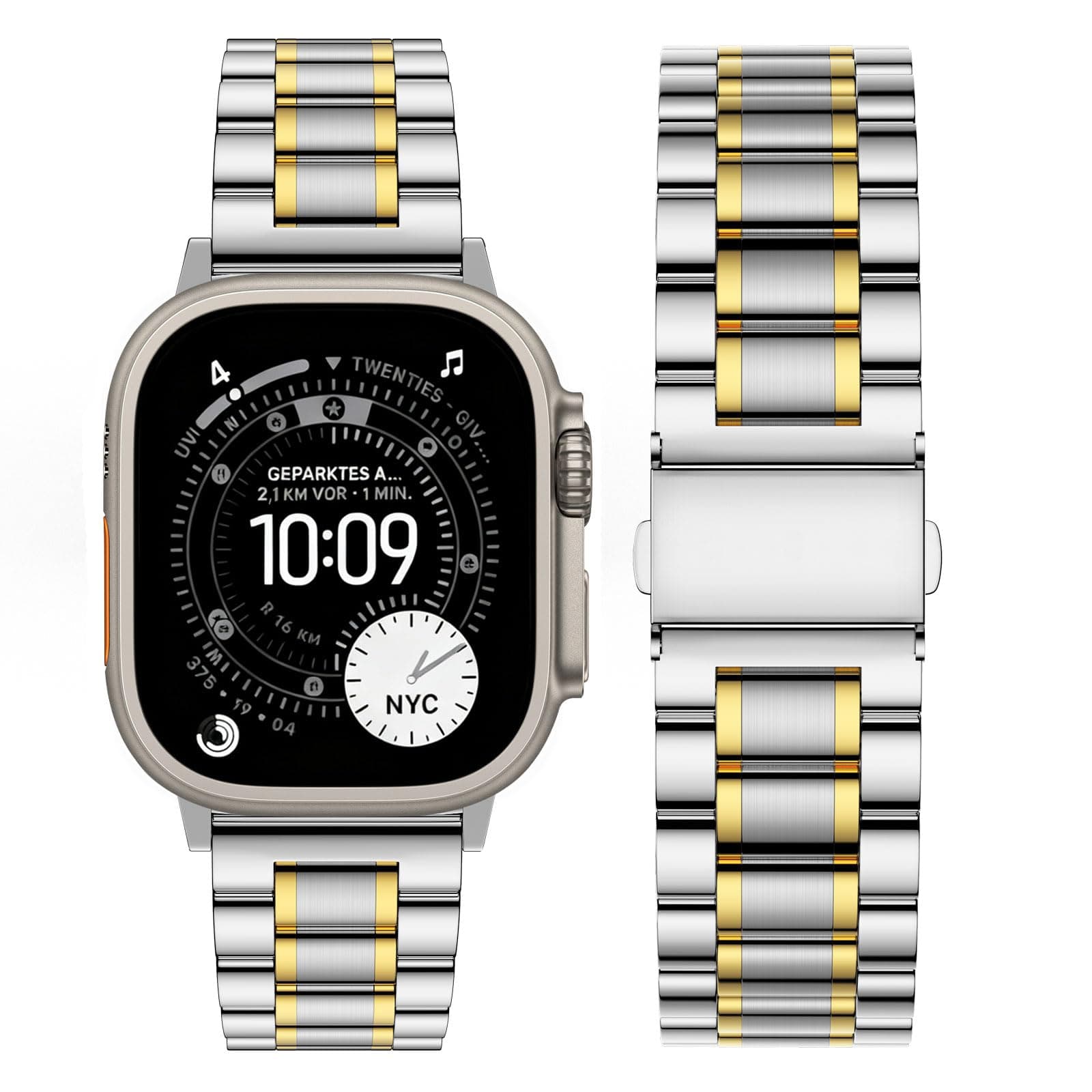 Apple Watch Band | EB-Metal Straps | Silver+Golden Fullmosa watch band 42mm(S11/10) 41mm 40mm 38mm / Silver+Golden