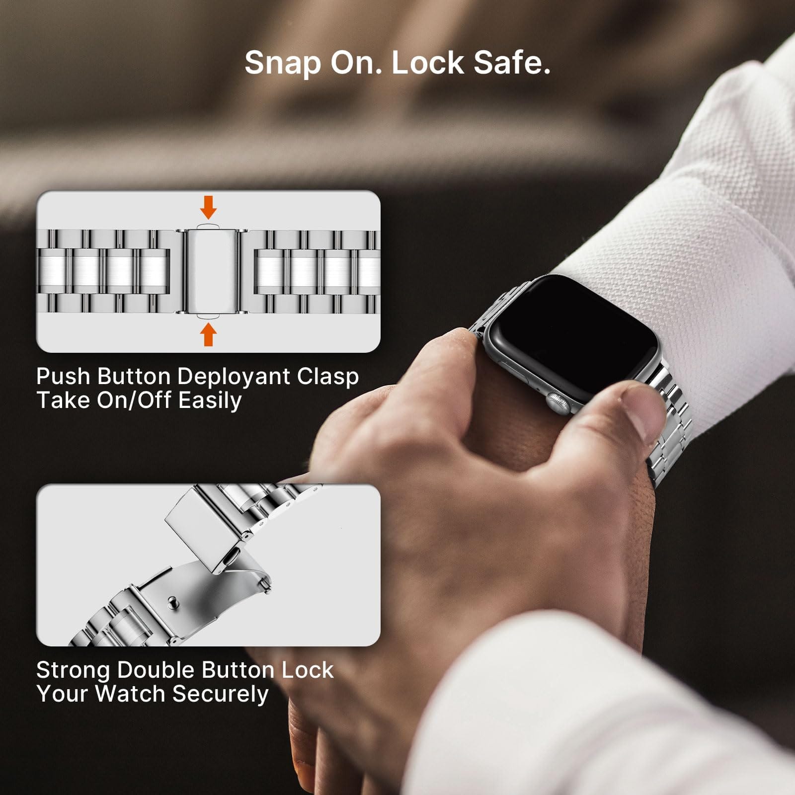 Apple Watch Band | EB-Metal Straps | Silver Fullmosa watch band