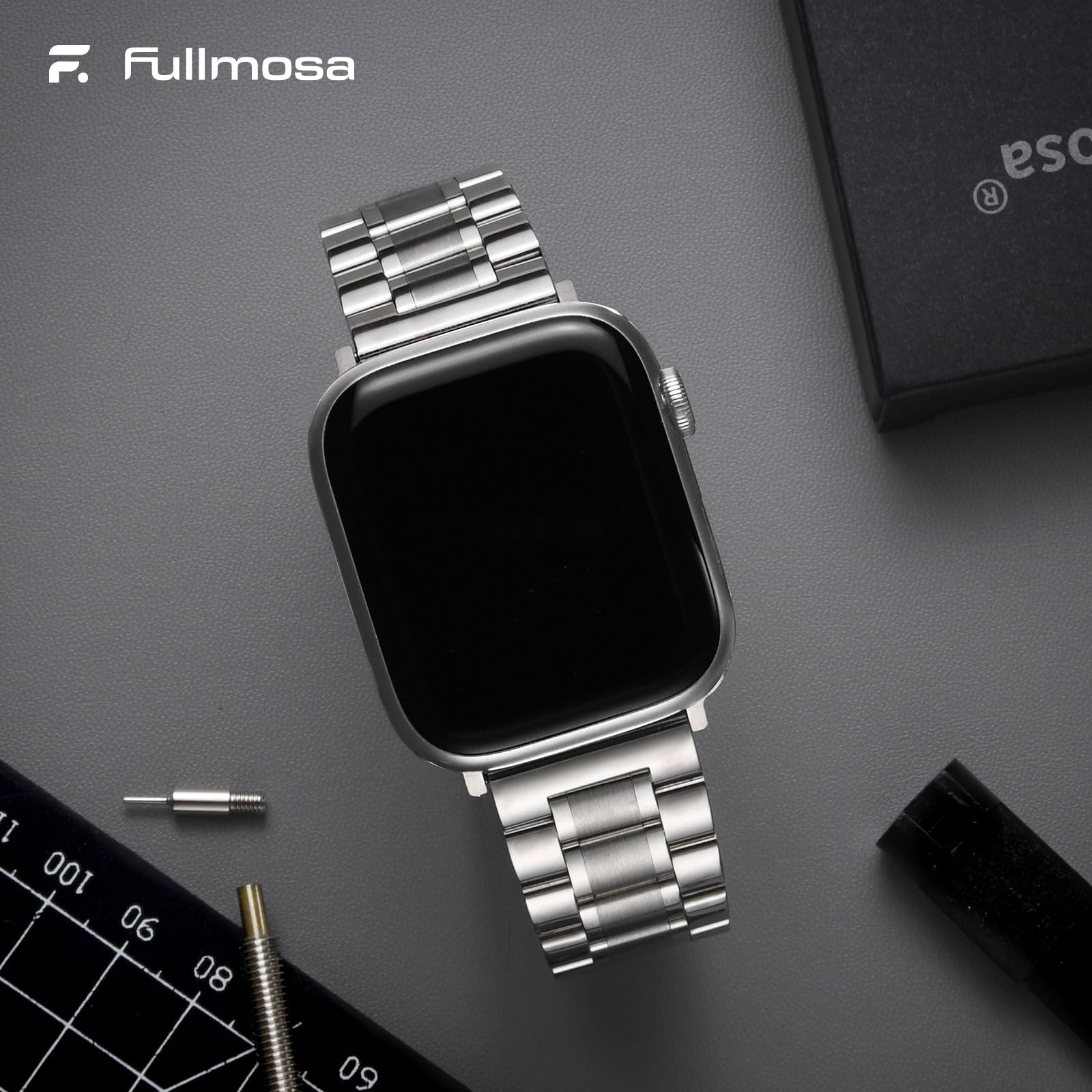 Apple Watch Band | EB-Metal Straps | Silver Fullmosa watch band