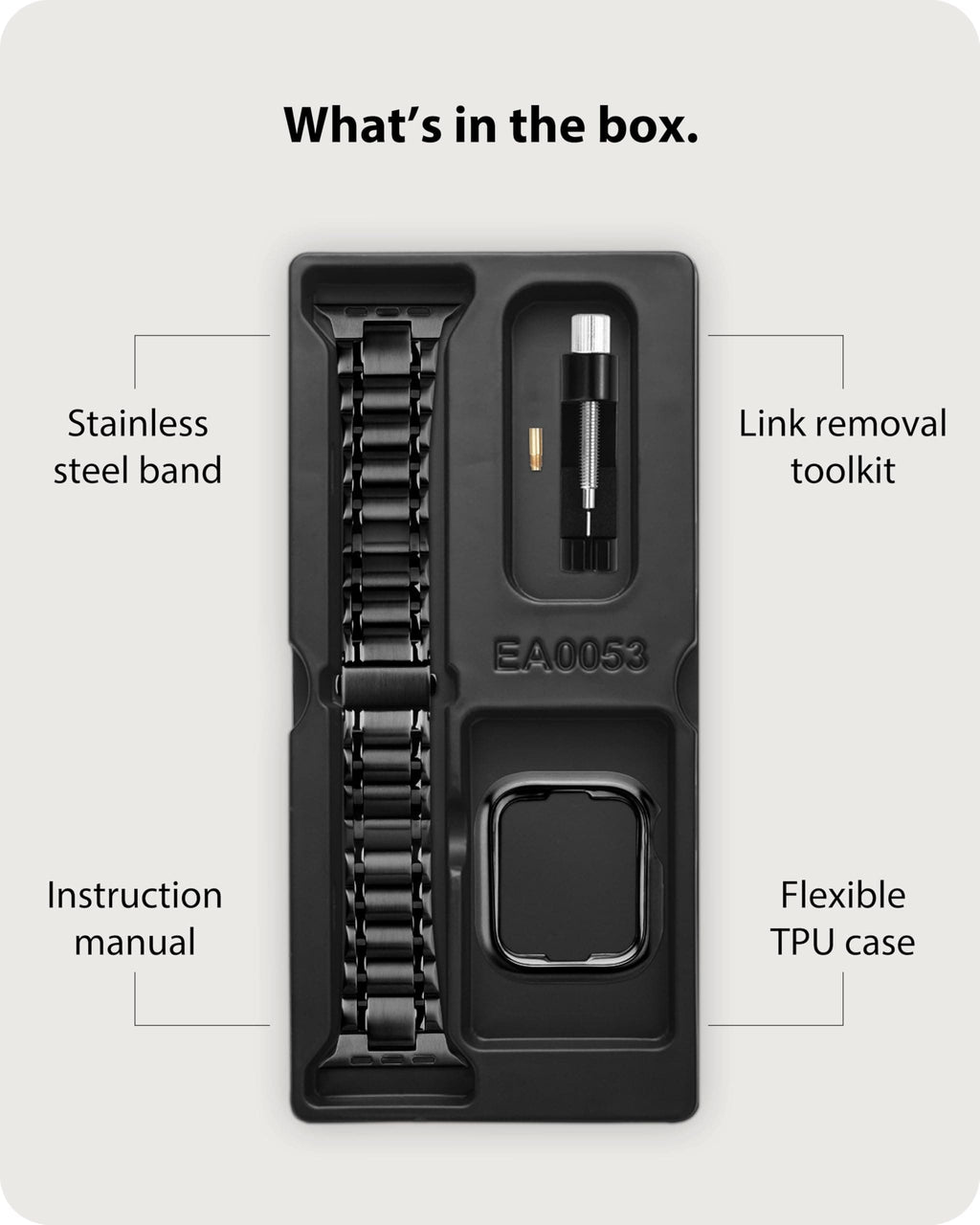 Apple Watch Band | Five-Links Stainless Steel Metal | Black Fullmosa