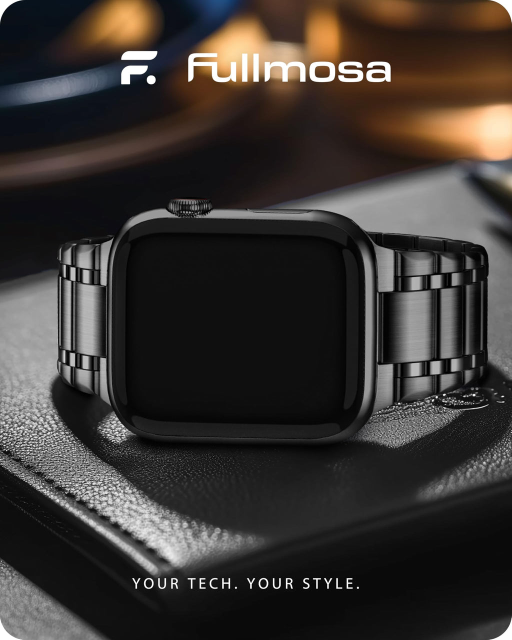 Apple Watch Band | Five-Links Stainless Steel Metal | Black Fullmosa