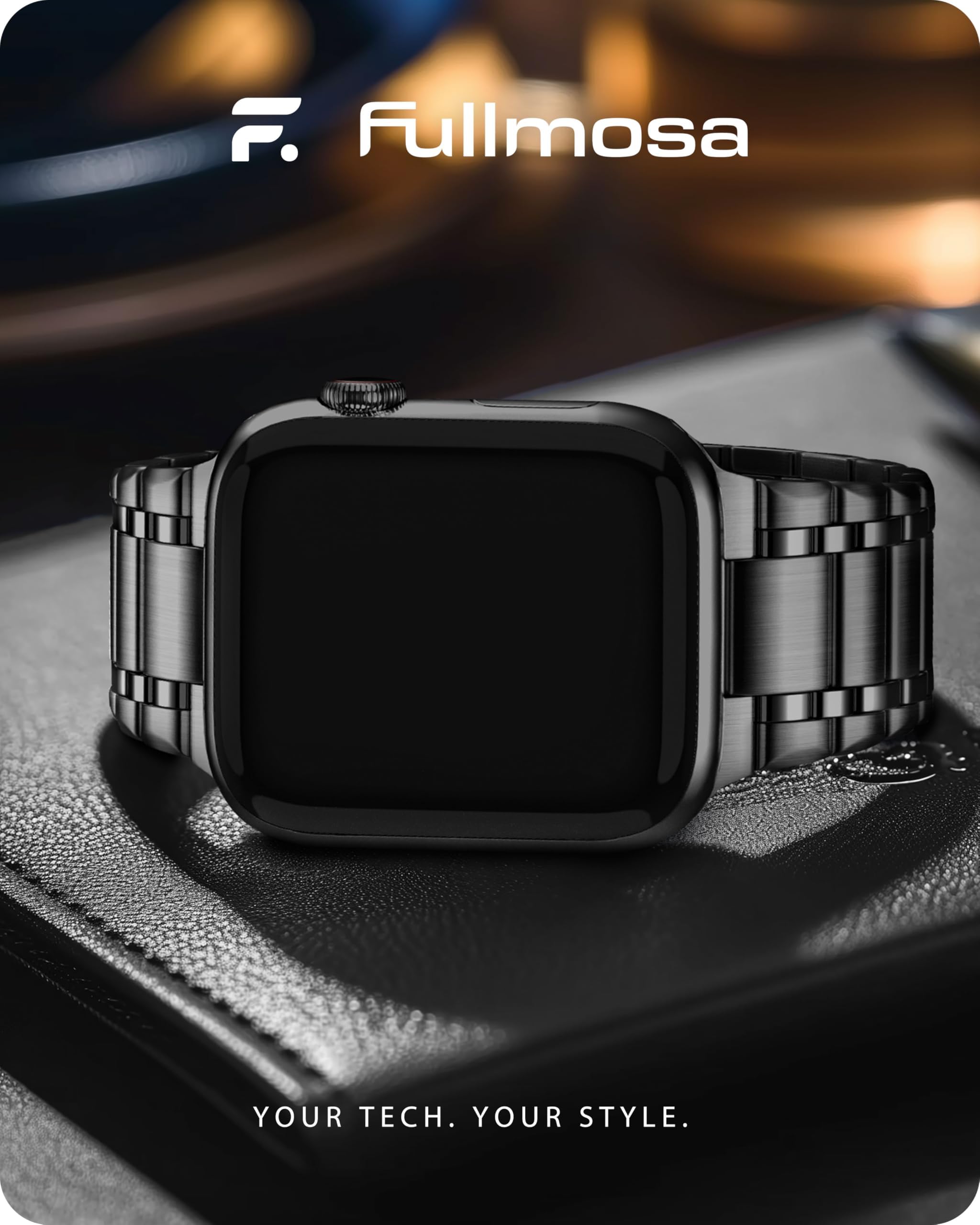 Apple Watch Band | Five-Links Stainless Steel Metal | Black Fullmosa