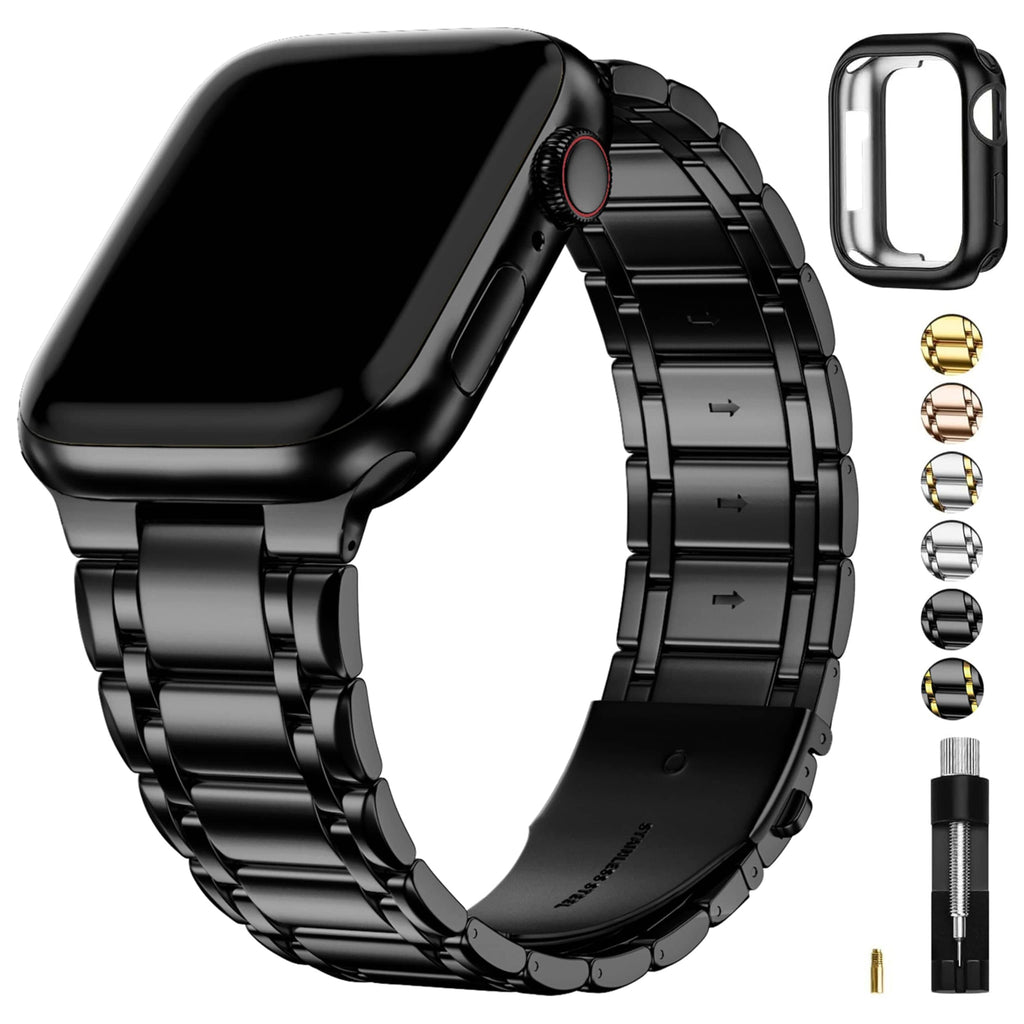 Apple Watch Band | Five-Links Stainless Steel Metal | Black Fullmosa 38mm 40mm 41mm / Black