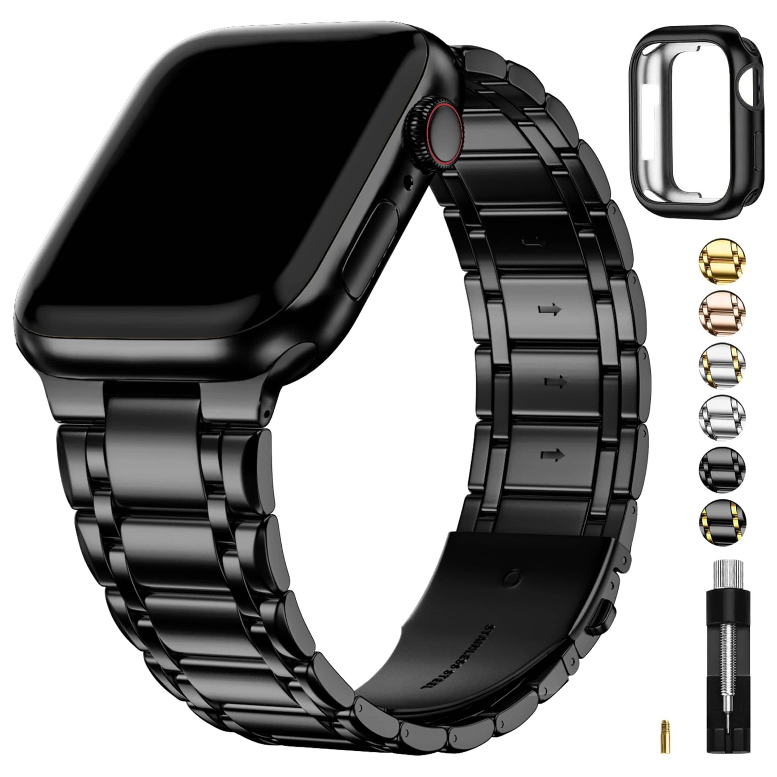 Apple Watch Band | Five-Links Stainless Steel Metal | Black Fullmosa 38mm 40mm 41mm / Black