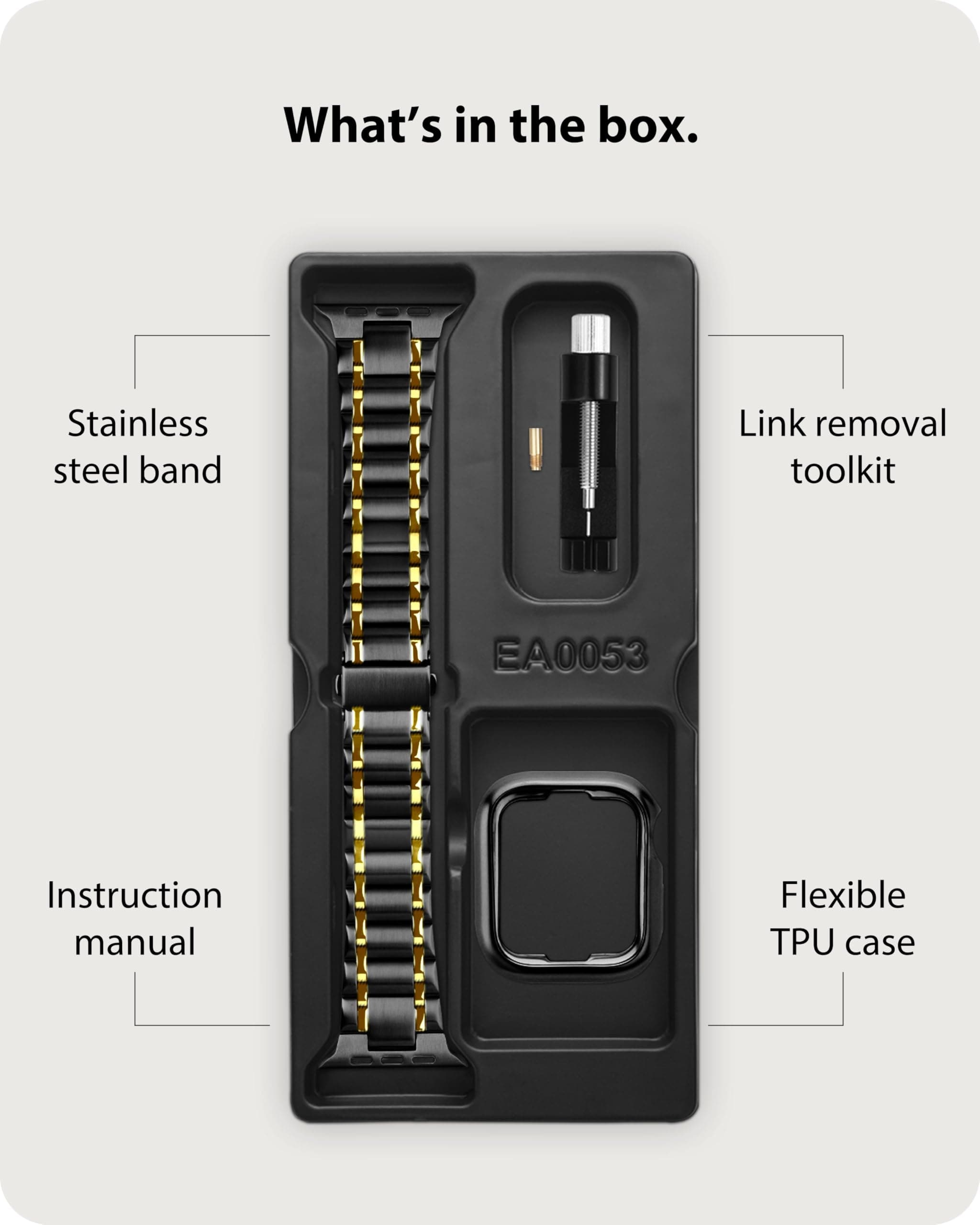 Apple Watch Band | Five-Links Stainless Steel Metal | Black and Gold Fullmosa