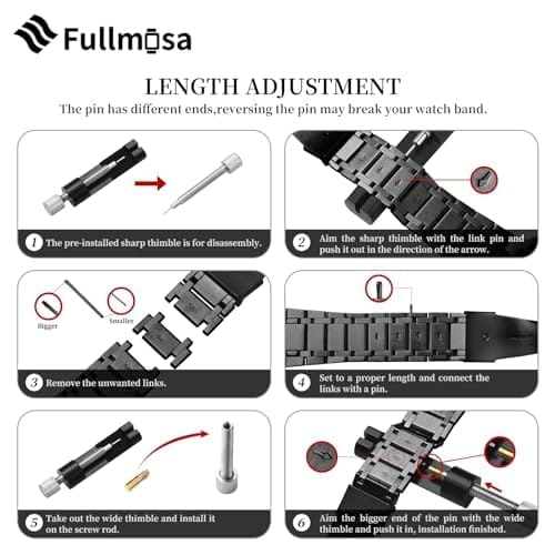 Apple Watch Band | Five-Links Stainless Steel Metal | Black and Gold Fullmosa