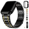 Apple Watch Band | Five-Links Stainless Steel Metal | Black and Gold Fullmosa 45mm 44mm 42mm(s3/2/1) / Black and Gold