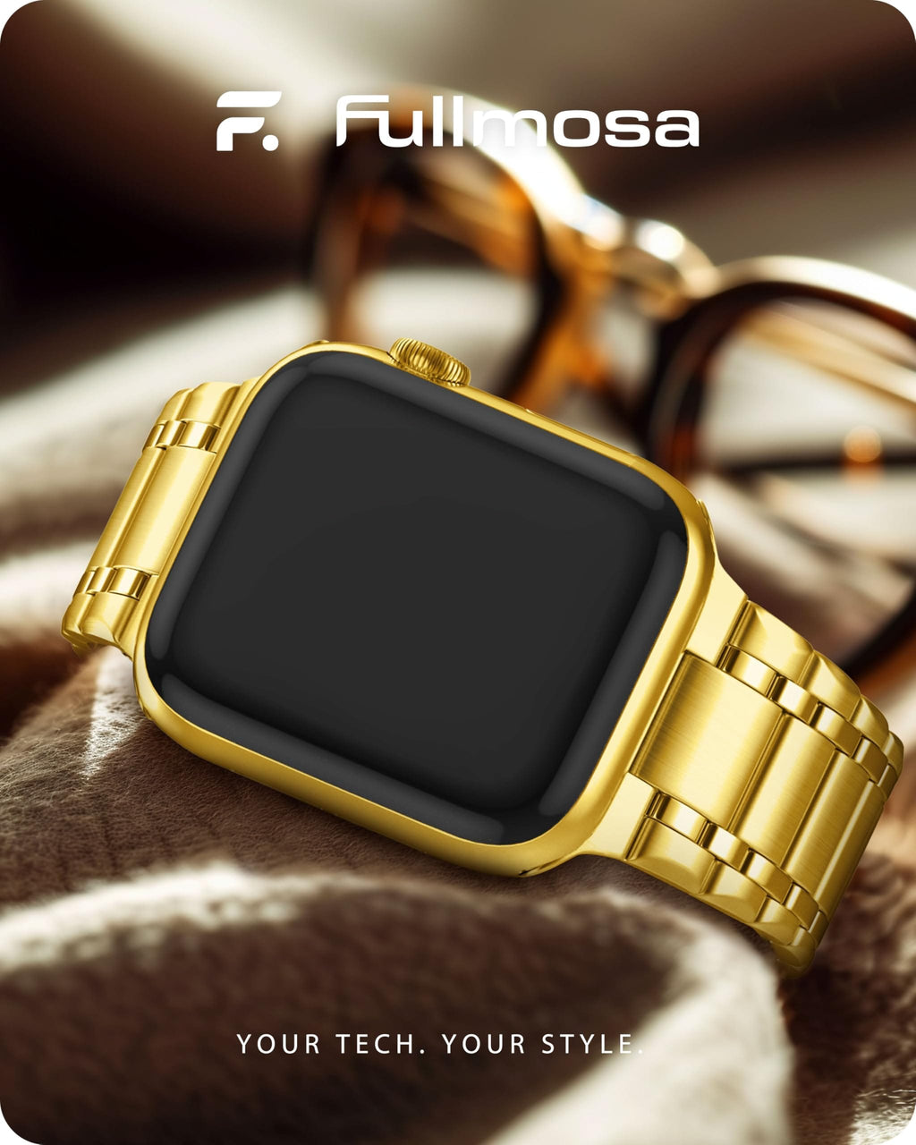 Apple Watch Band | Five-Links Stainless Steel Metal | Golden Fullmosa