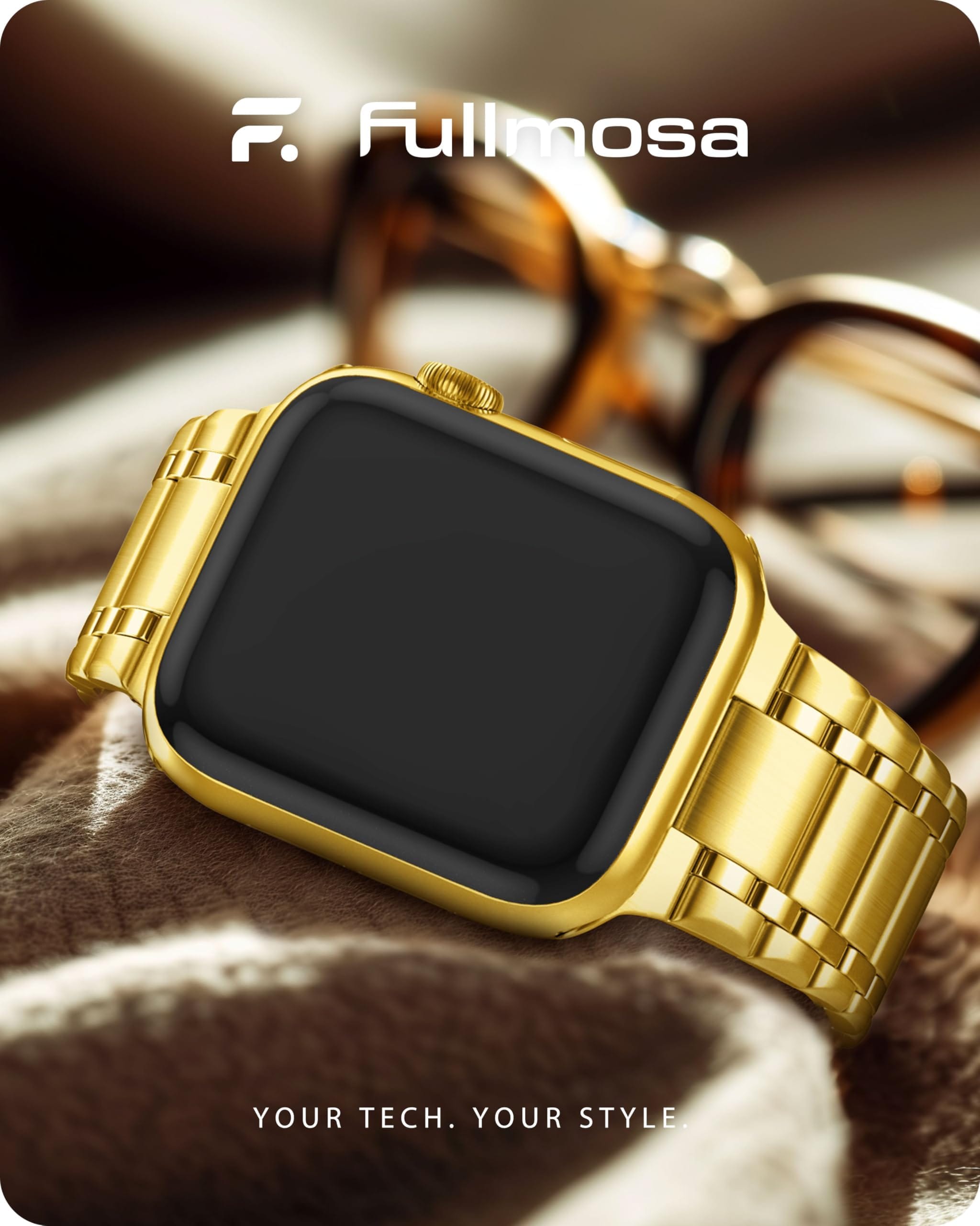 Apple Watch Band | Five-Links Stainless Steel Metal | Golden Fullmosa