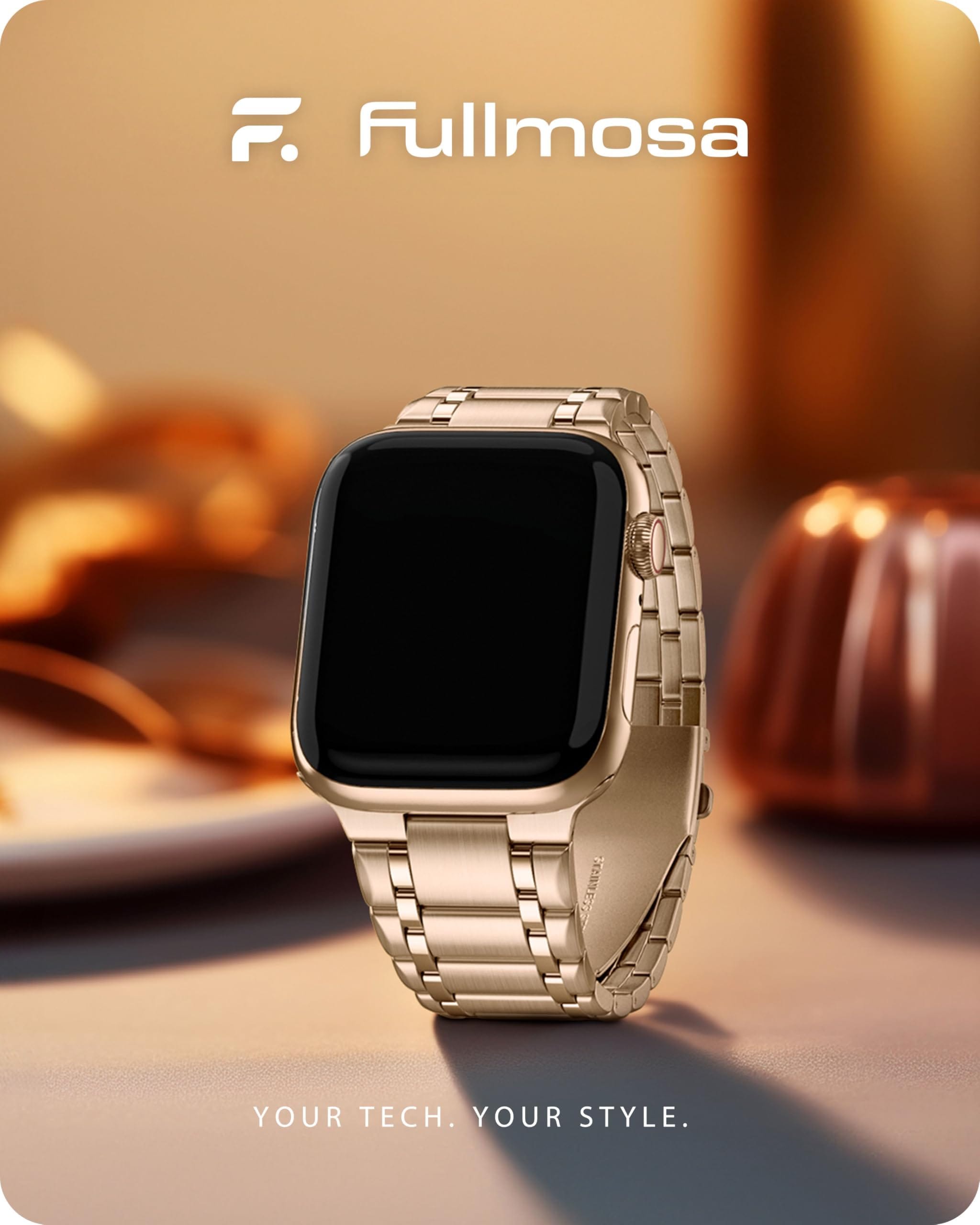 Apple Watch Band | Five-Links Stainless Steel Metal | Rose Gold Fullmosa