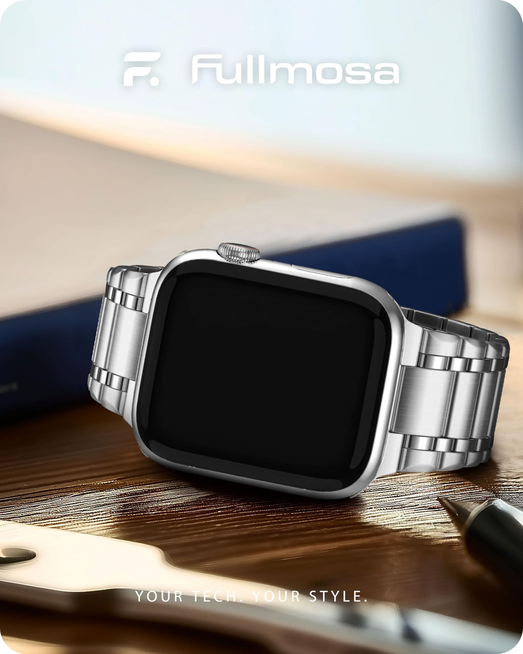 Apple Watch Band | Five-Links Stainless Steel Metal | Silver Fullmosa