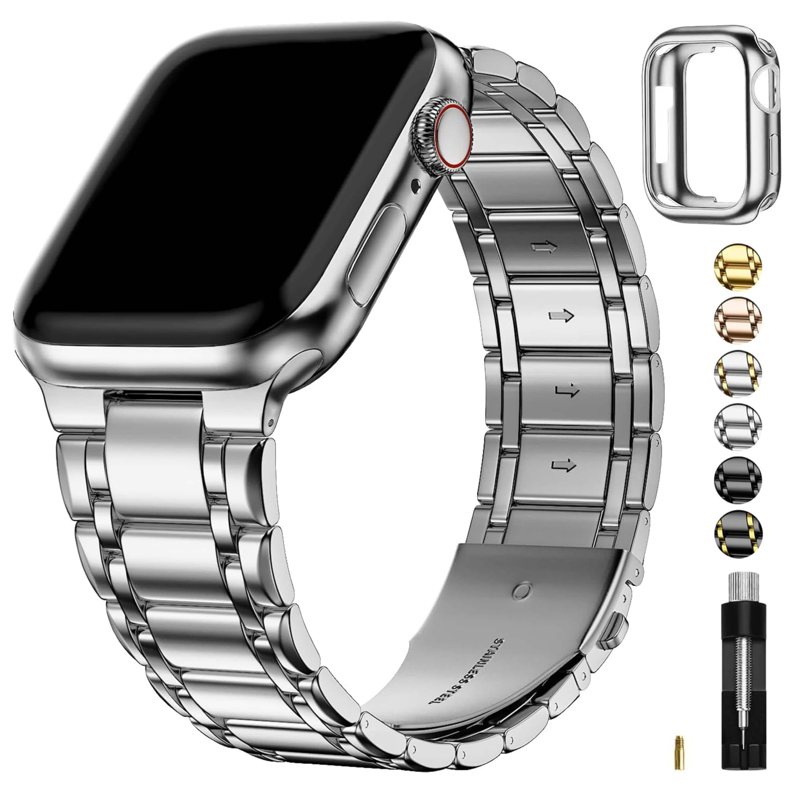 Apple Watch Band | Five-Links Stainless Steel Metal | Silver Fullmosa 38mm 40mm 41mm / Silver