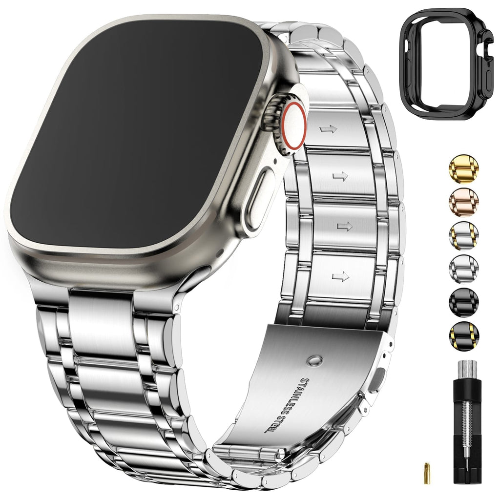 Apple Watch Band | Five-Links Stainless Steel Metal | Silver Fullmosa 49mm(ultra3/2/1) / Silver
