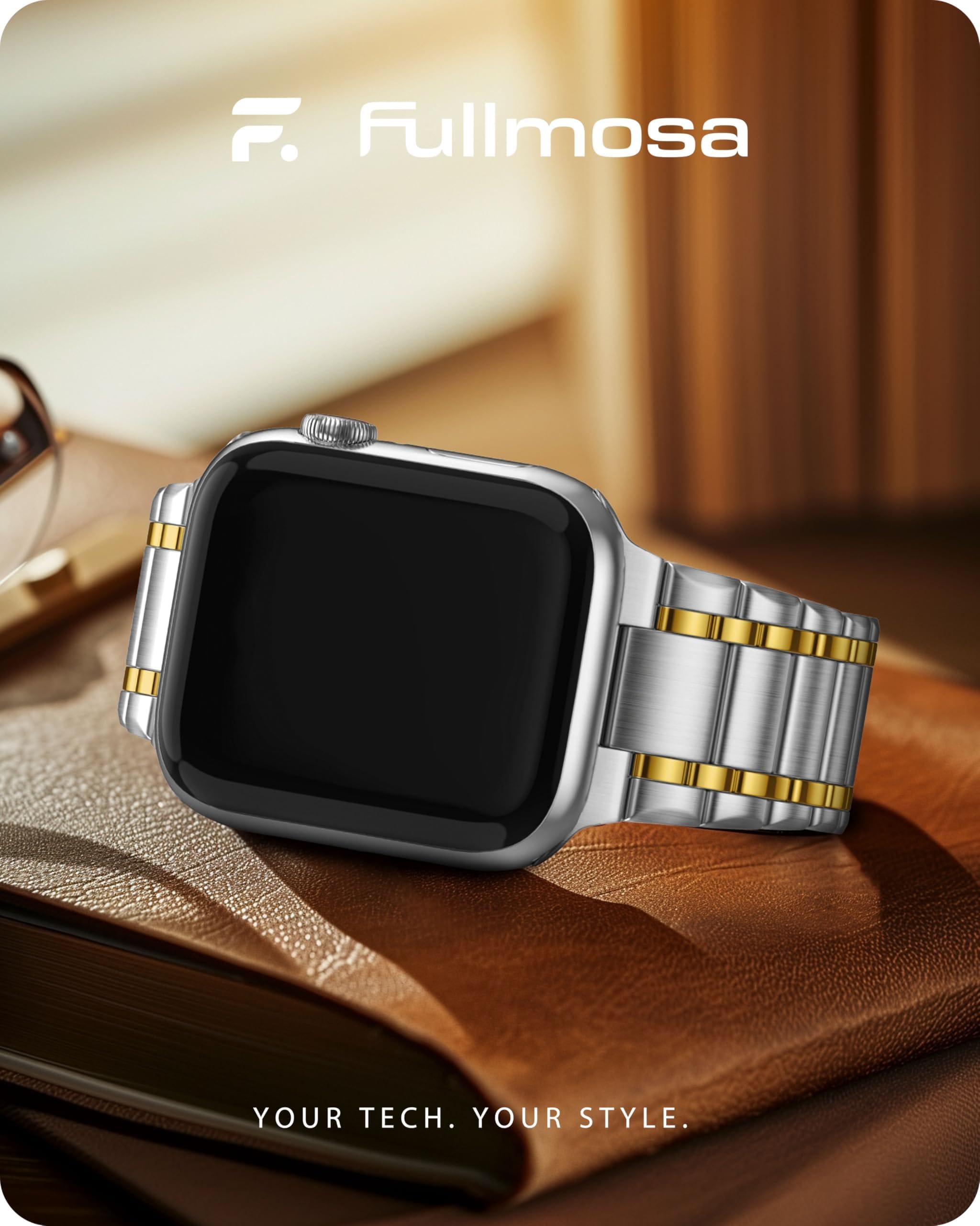Apple Watch Band | Five-Links Stainless Steel Metal | Silver and Gold Fullmosa