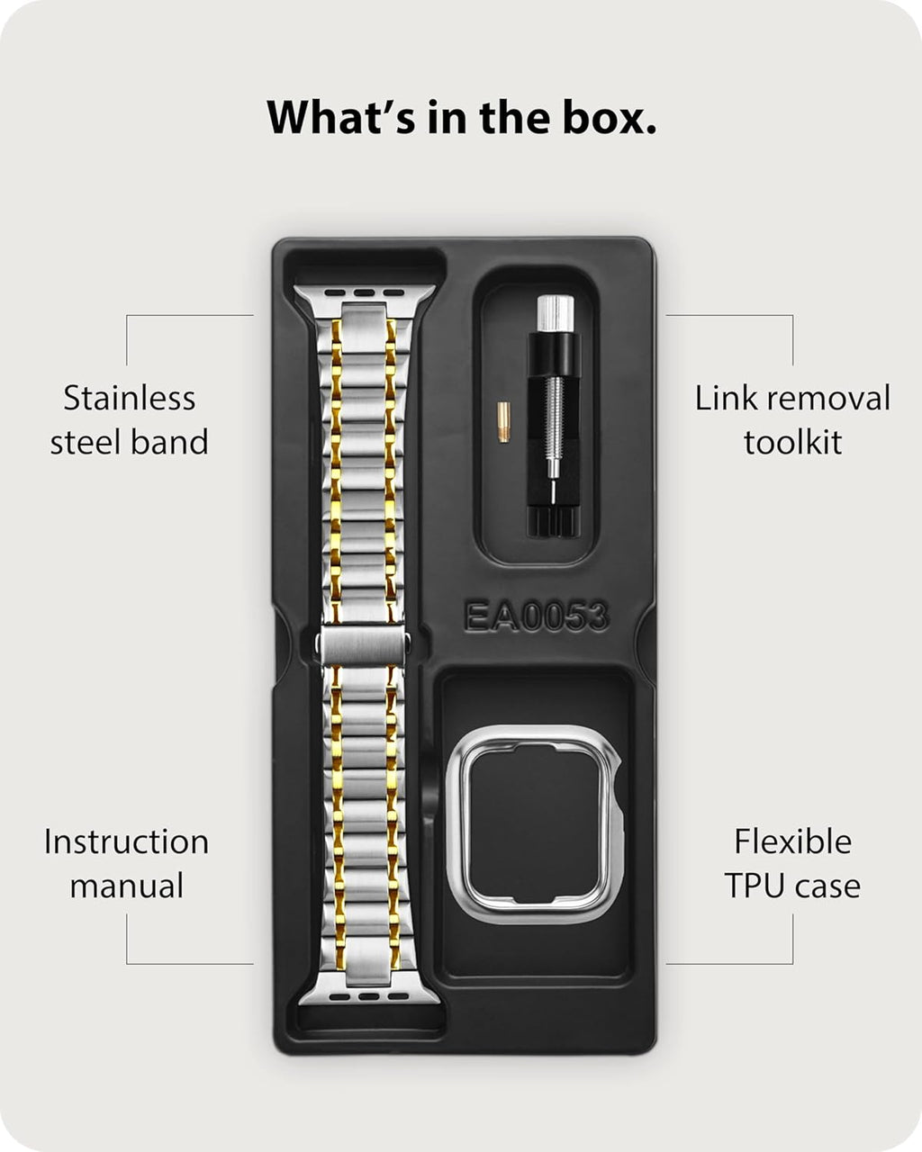 Apple Watch Band | Five-Links Stainless Steel Metal | Silver and Gold Fullmosa
