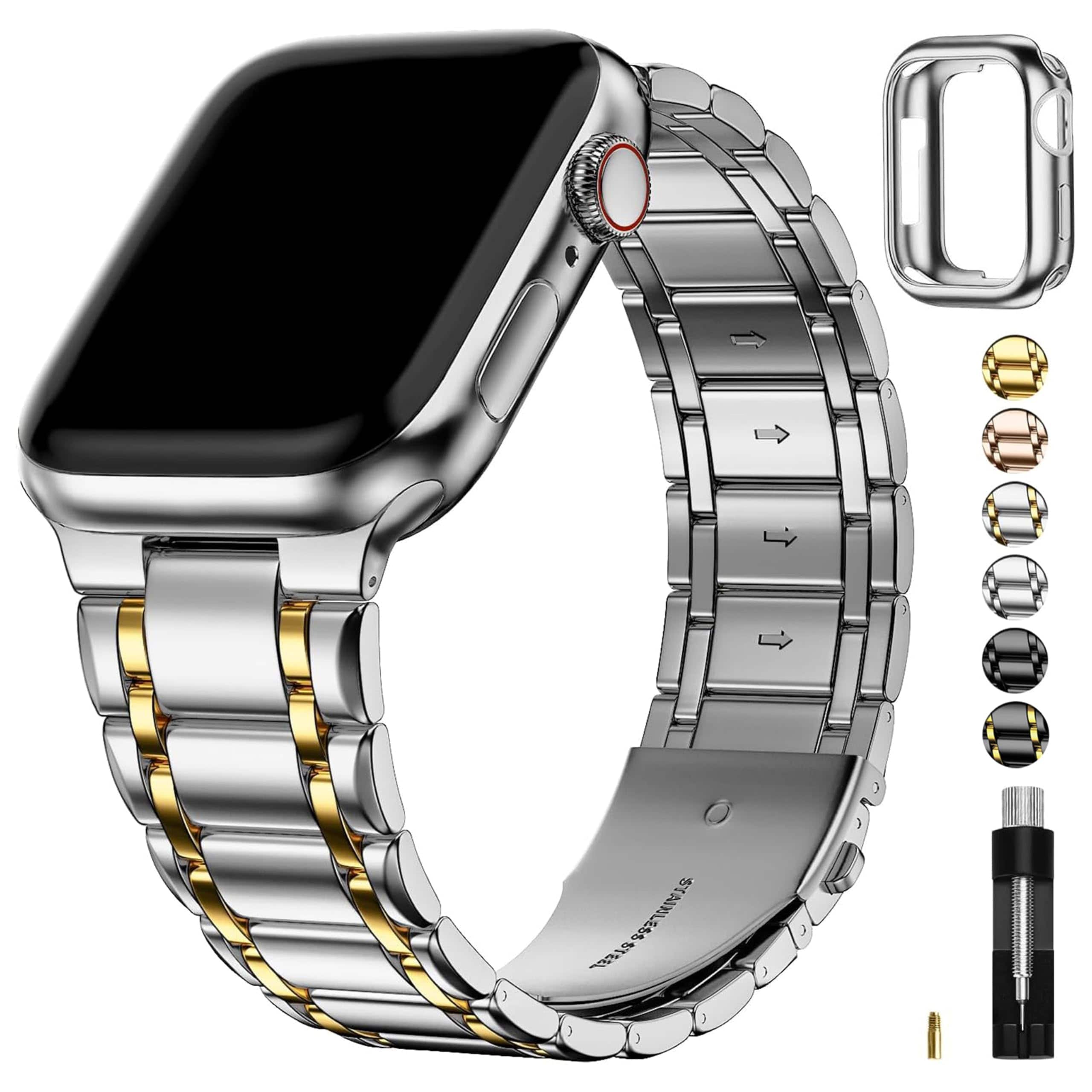 Apple Watch Band | Five-Links Stainless Steel Metal | Silver and Gold Fullmosa 38mm 40mm 41mm / Silver and Gold