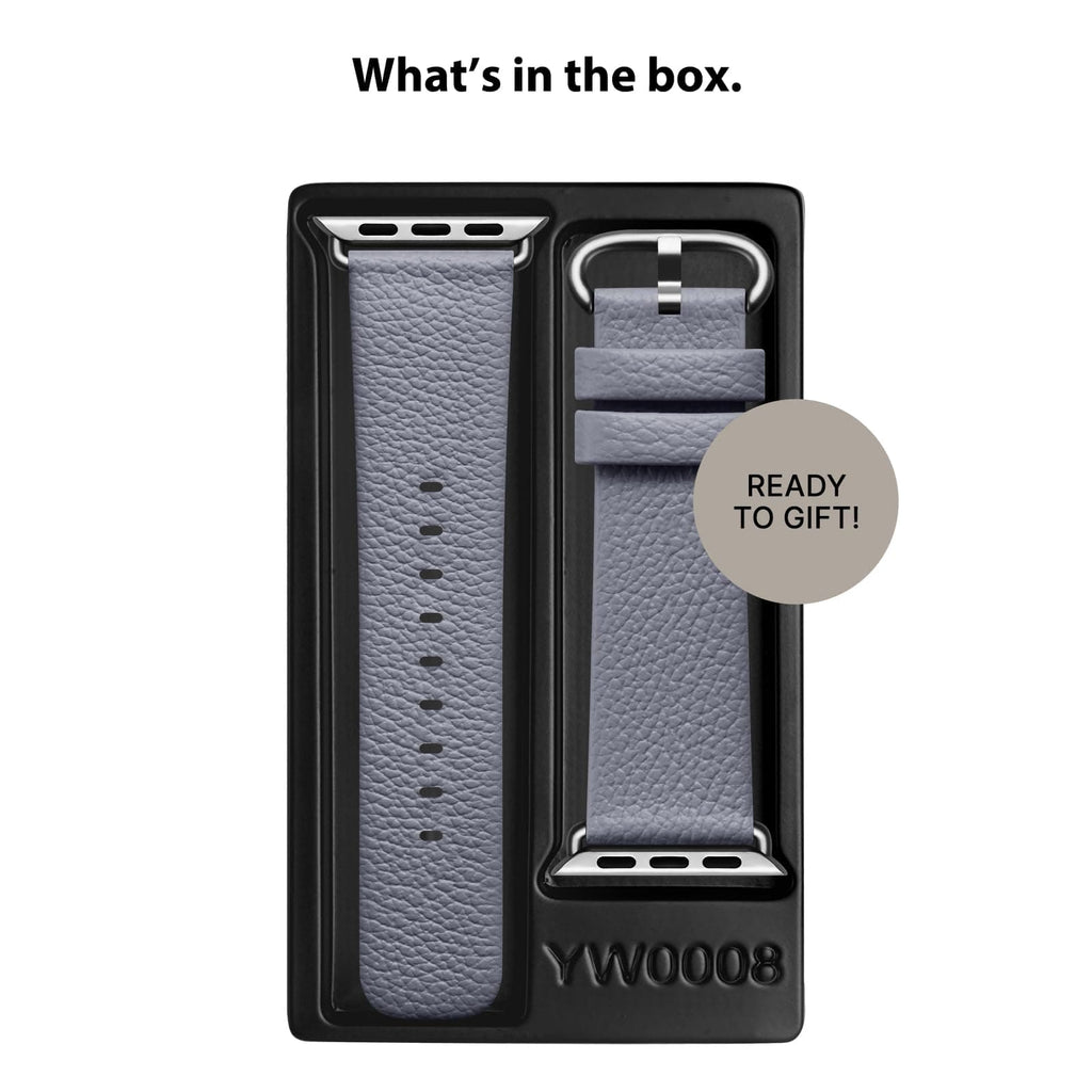 Apple Watch Band | Grey Leather | Litchi Fullmosa watch band